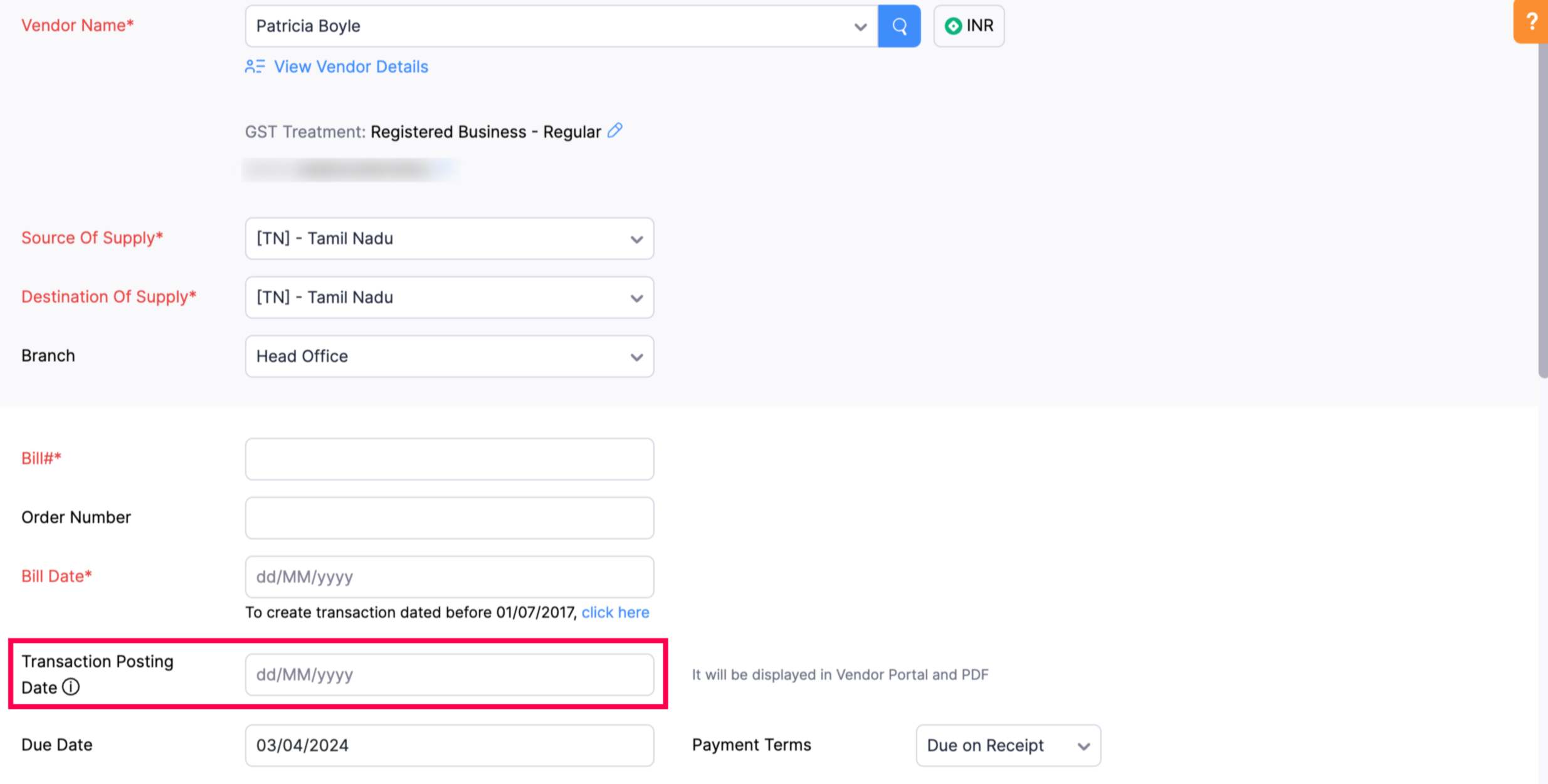 Transaction Posting Date