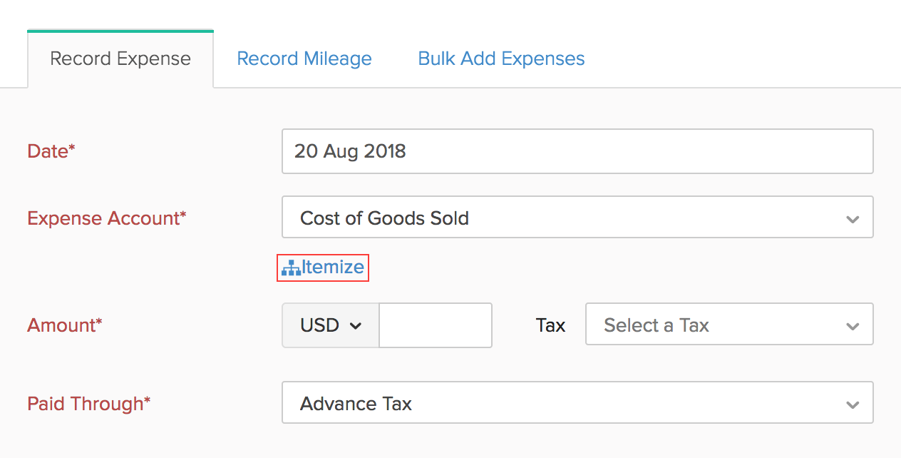 Itemize Expenses