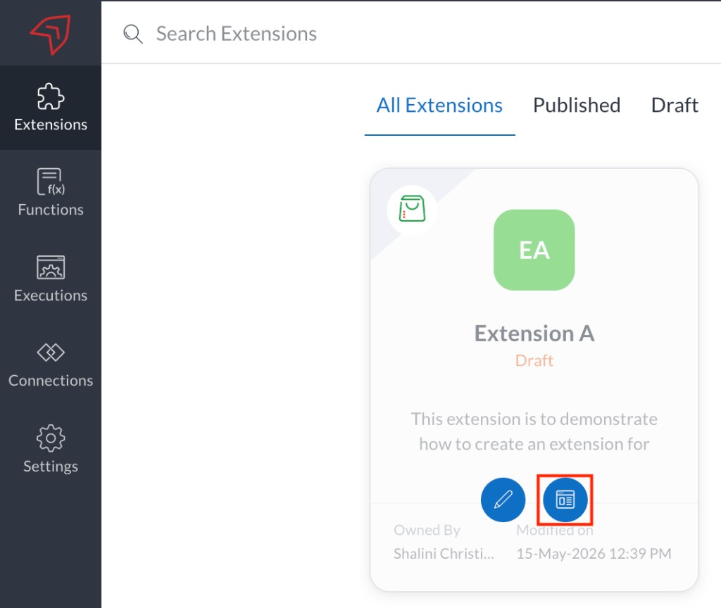 Click the Extension Details button