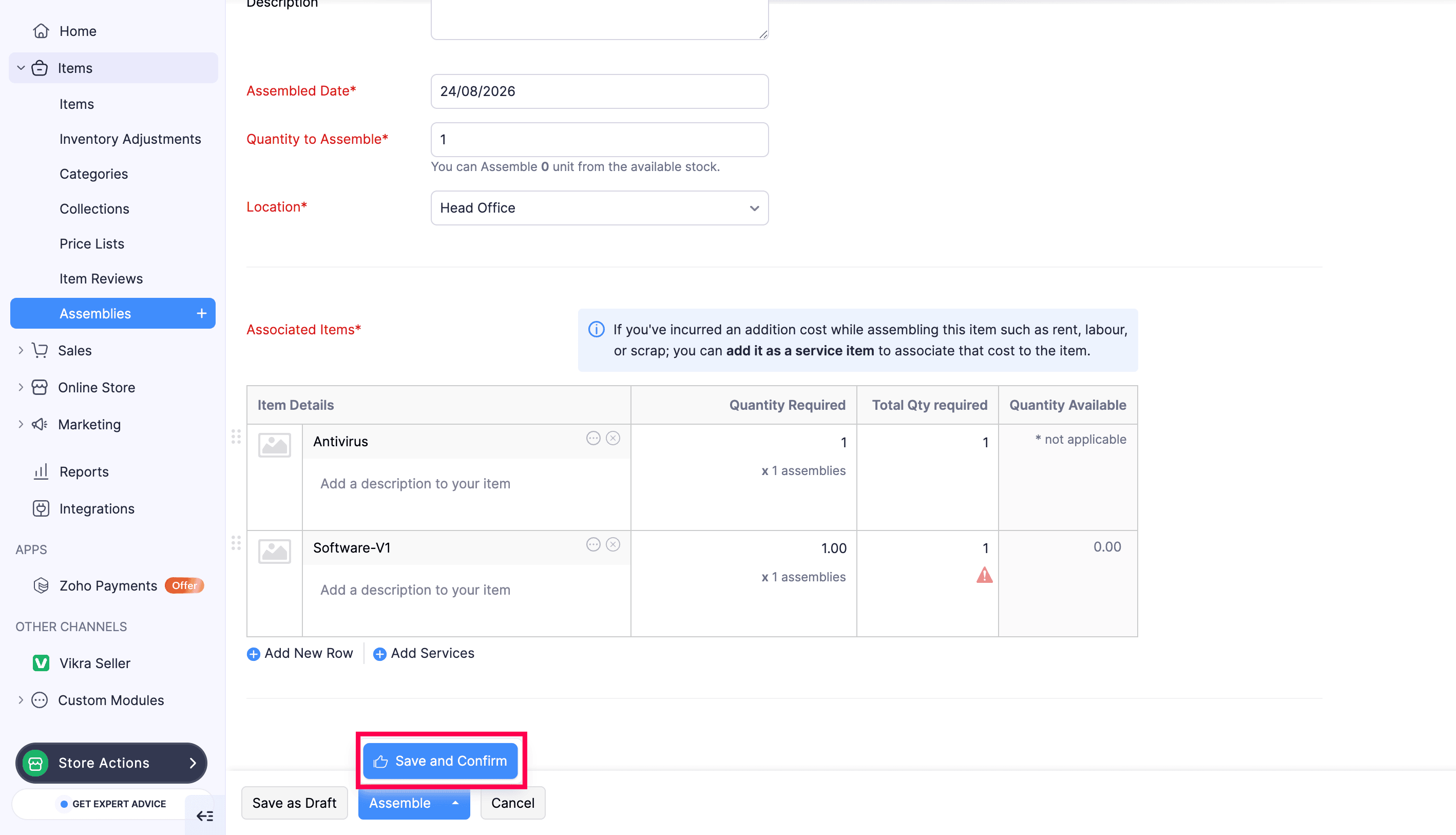 Save and Confirm