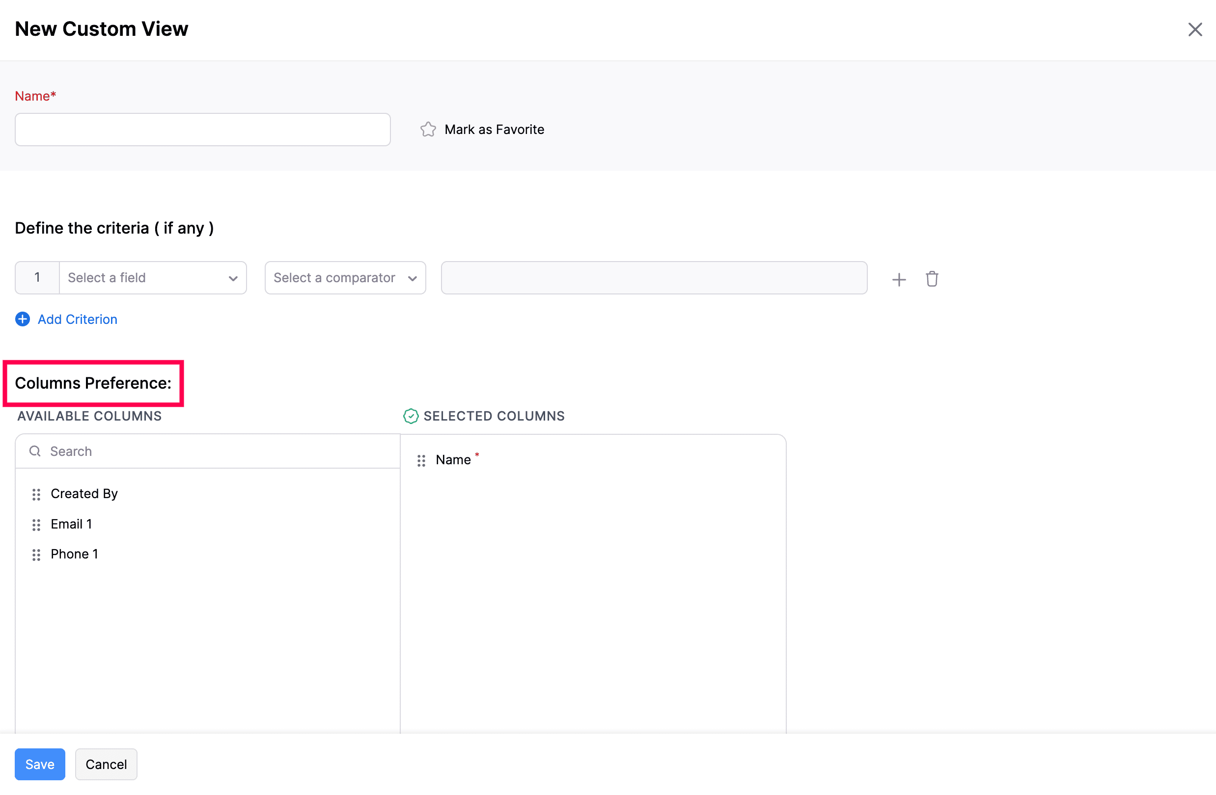 Column Preferences