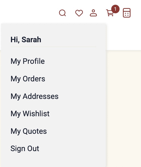 Customer portal access from profile dropdown