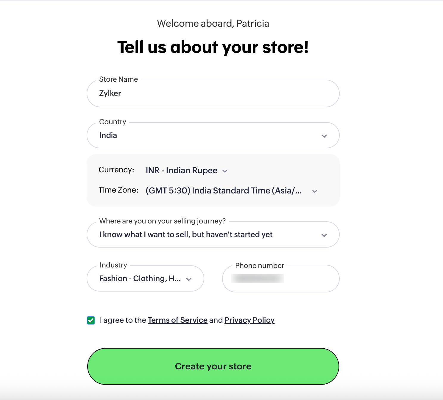 Store Creation