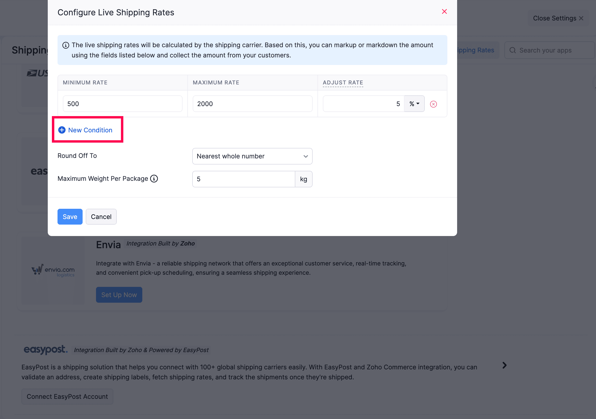 Configure Live Shipping Rates