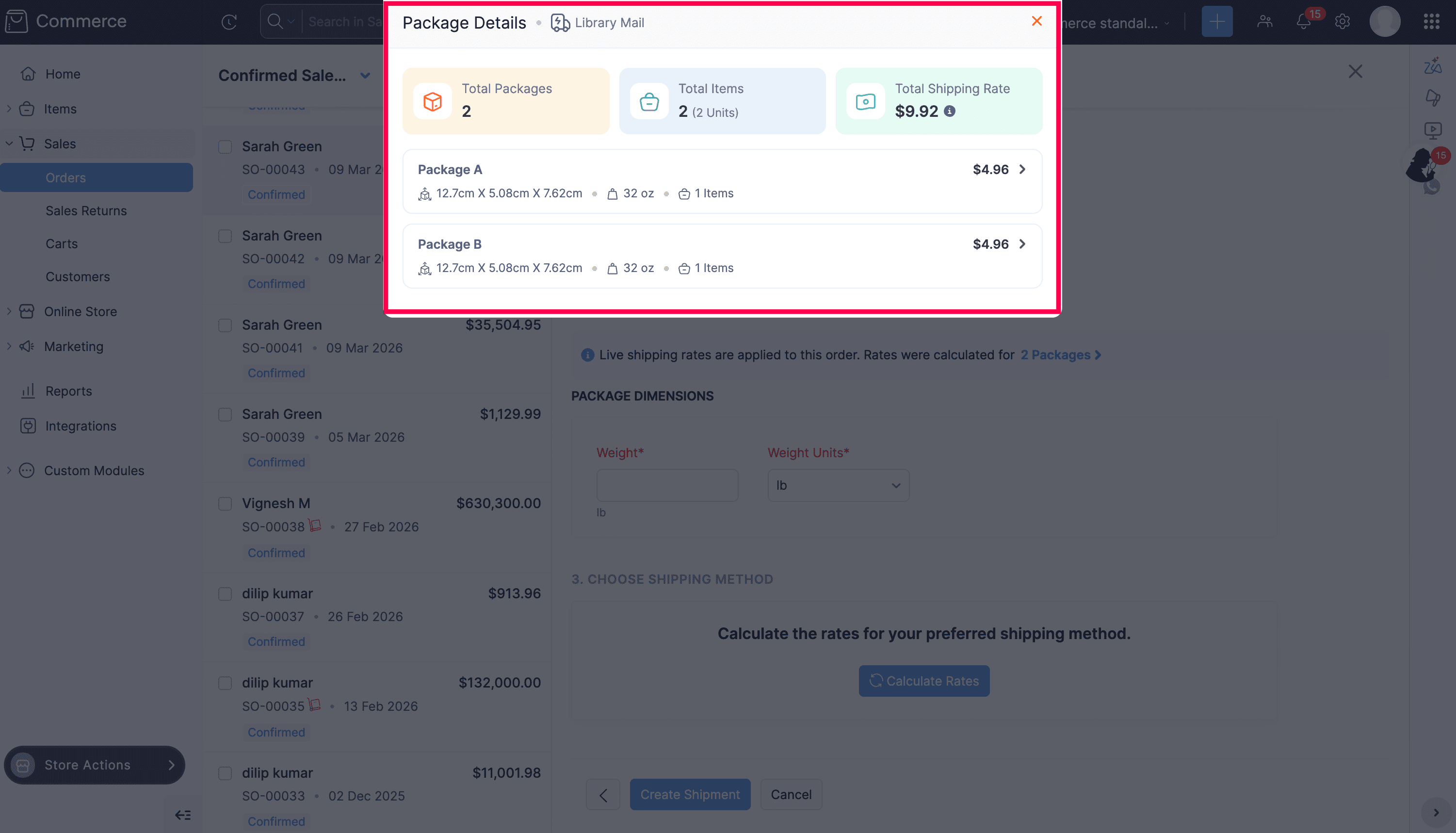 Shipping rate breakdown