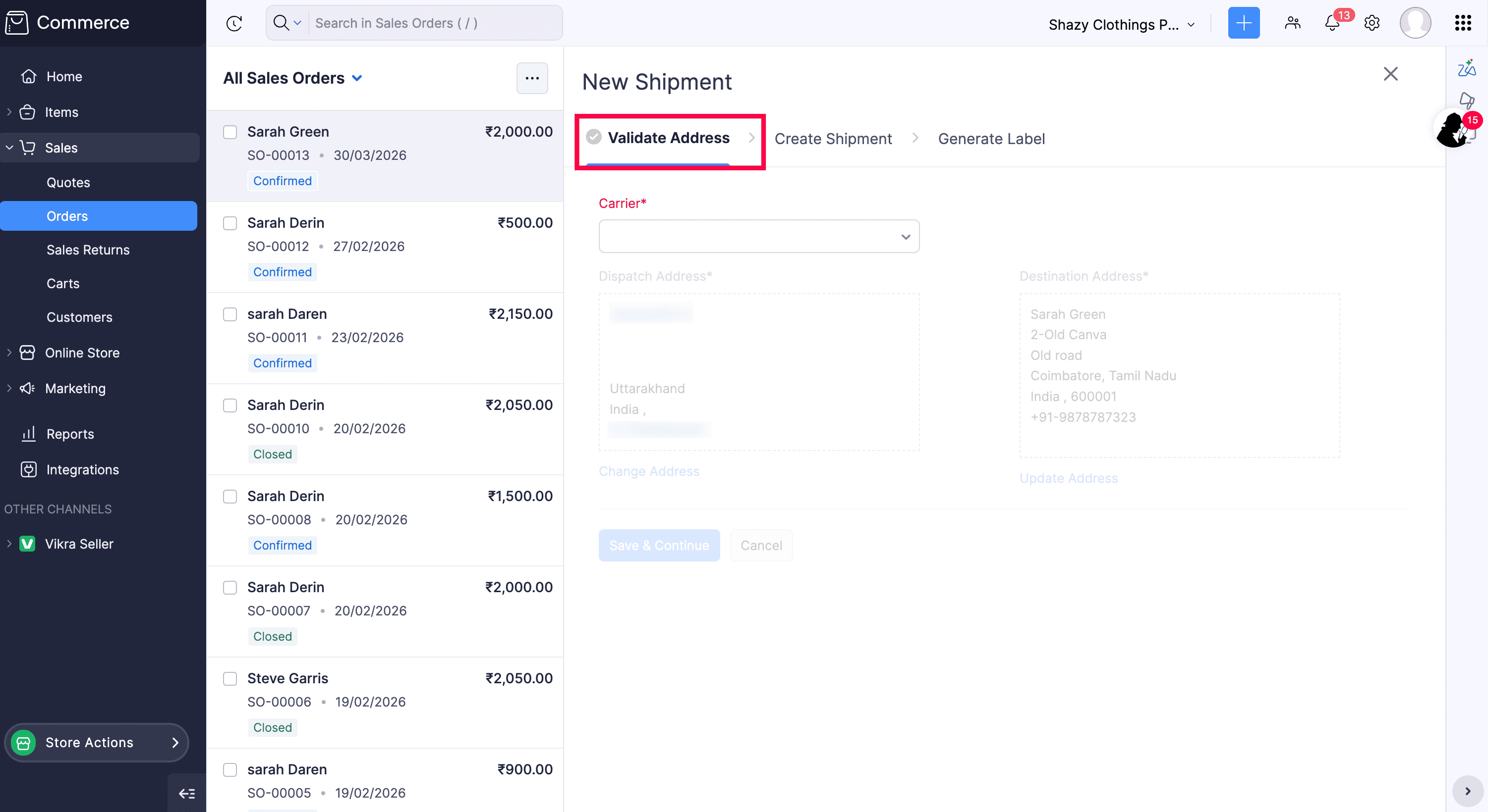 Validate address