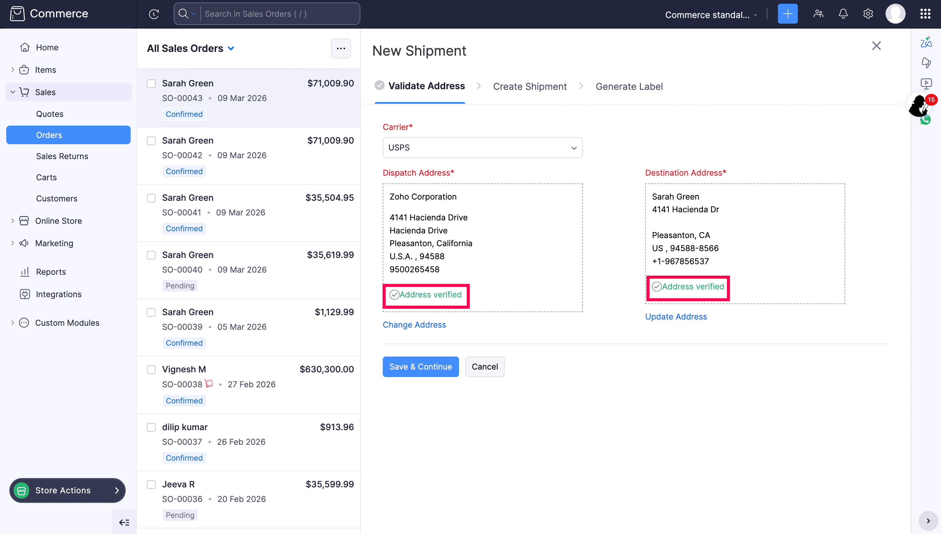 Create shipment