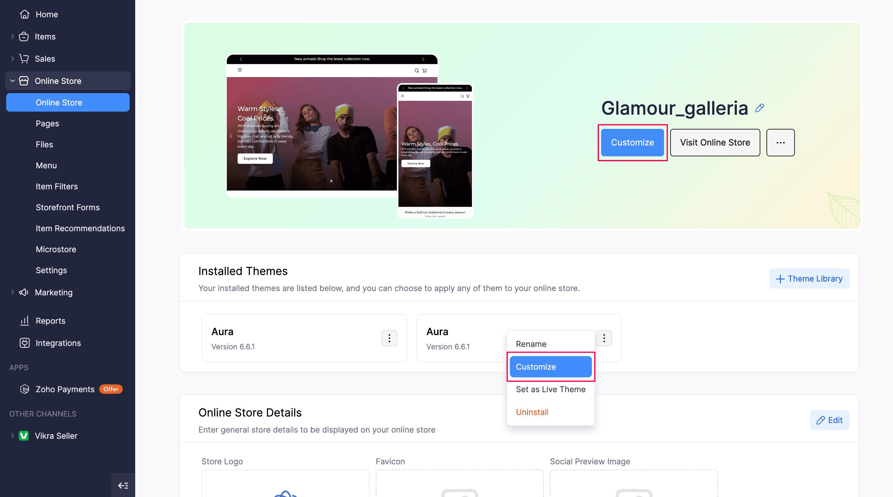 Customize Theme