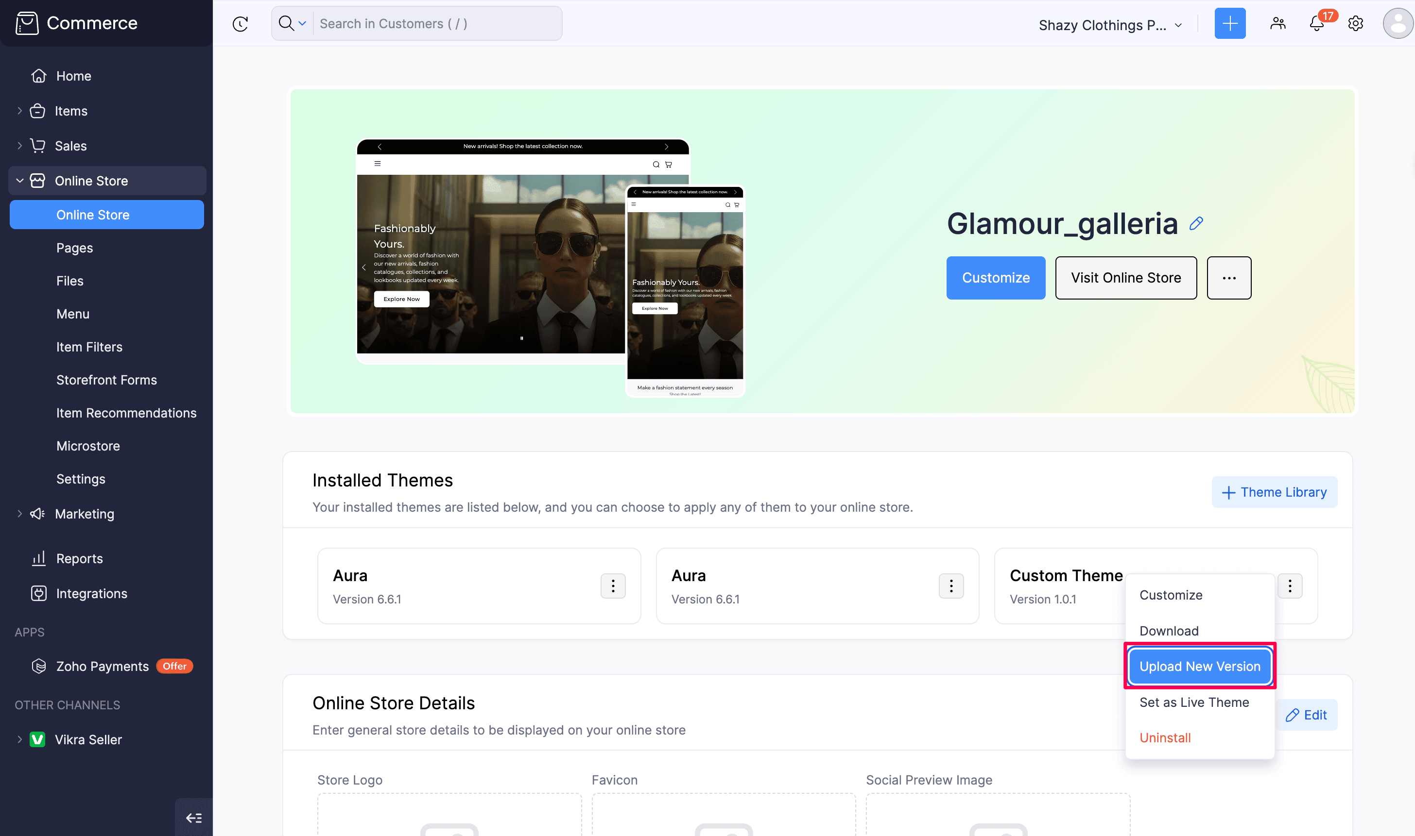 Upload New Version of Custom Theme