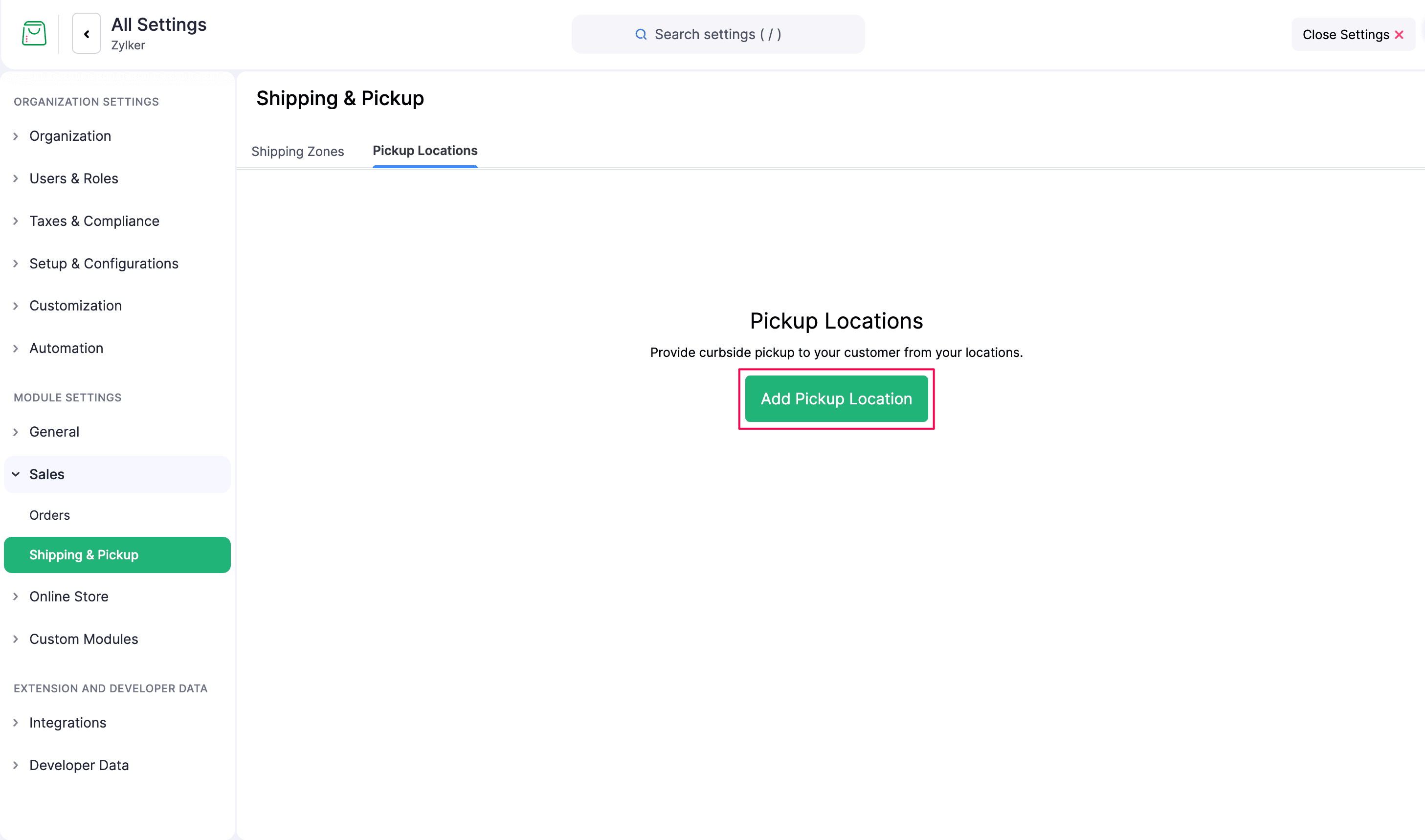 Add a Pickup Location