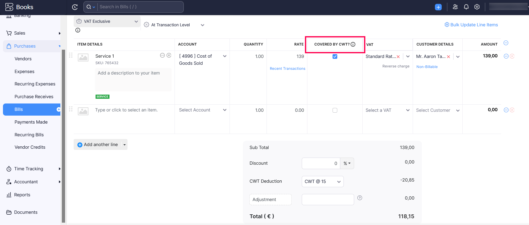 CWT in Purchases