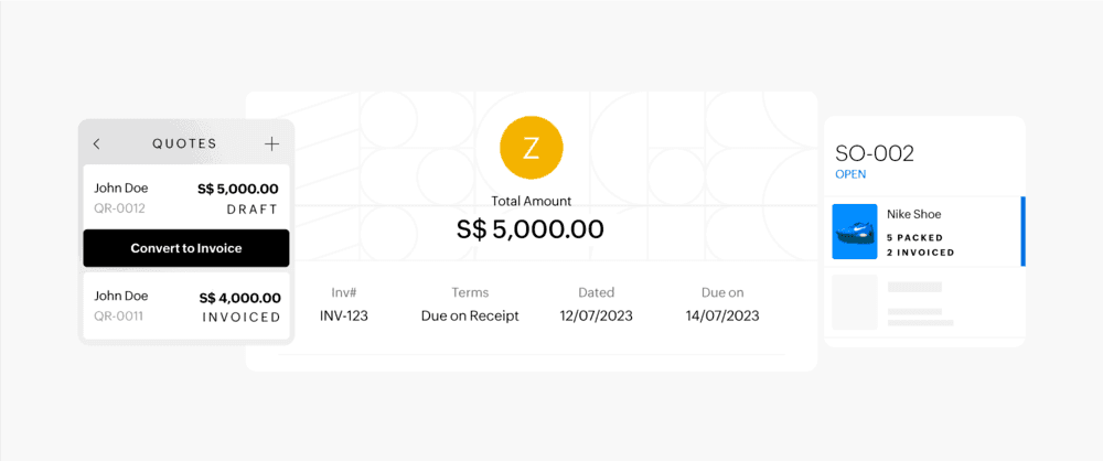 Sending quotes, invoices, and sales orders from Zoho Books accounting software
