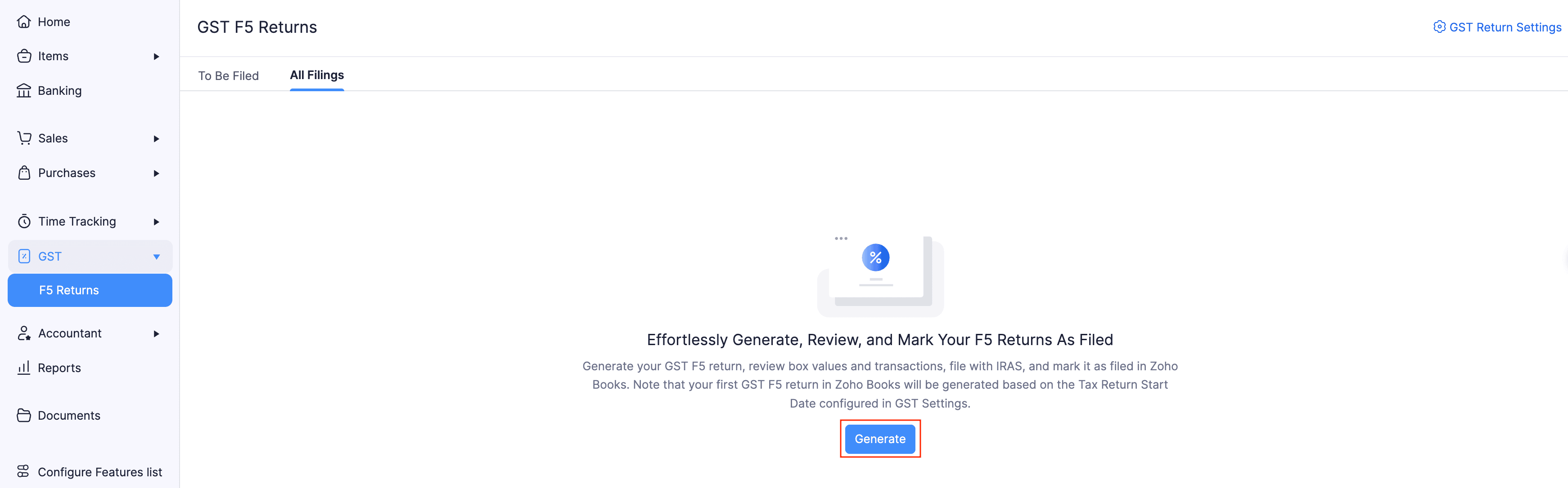 Generate GST Return