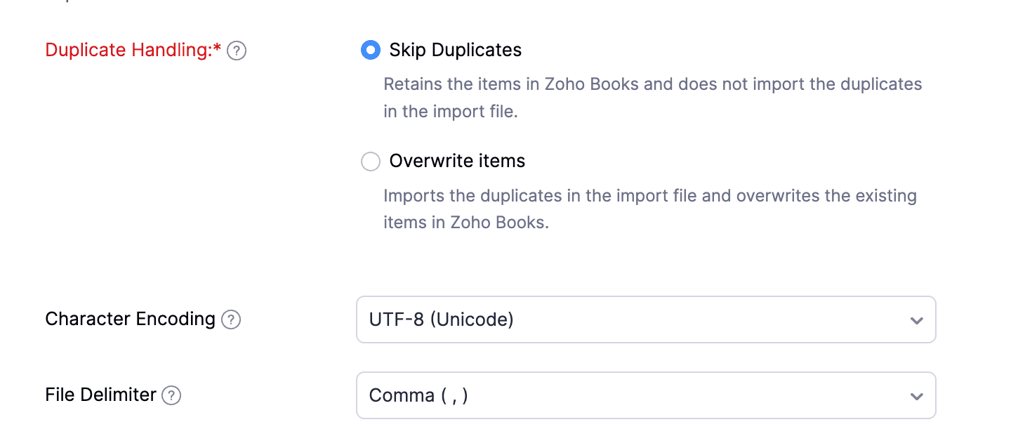 Import Options
