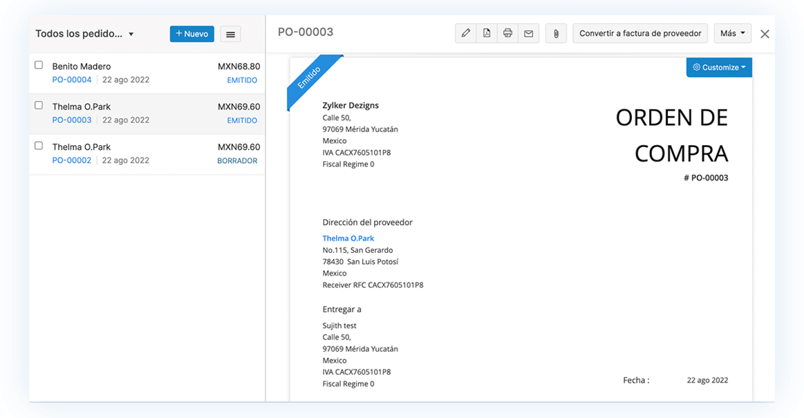 Facturas de órdenes de compra - Software de gestión de facturación en línea | Zoho Books
