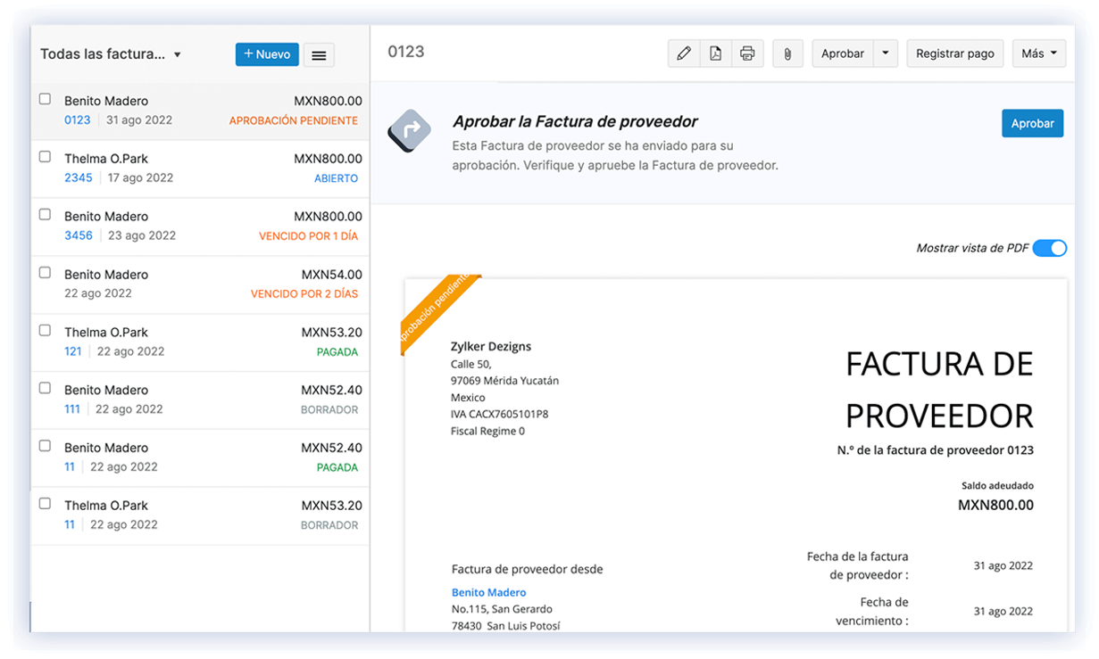 Aprobación de compra - Verificación de facturas - Software de gestión de facturación en línea | Zoho Books