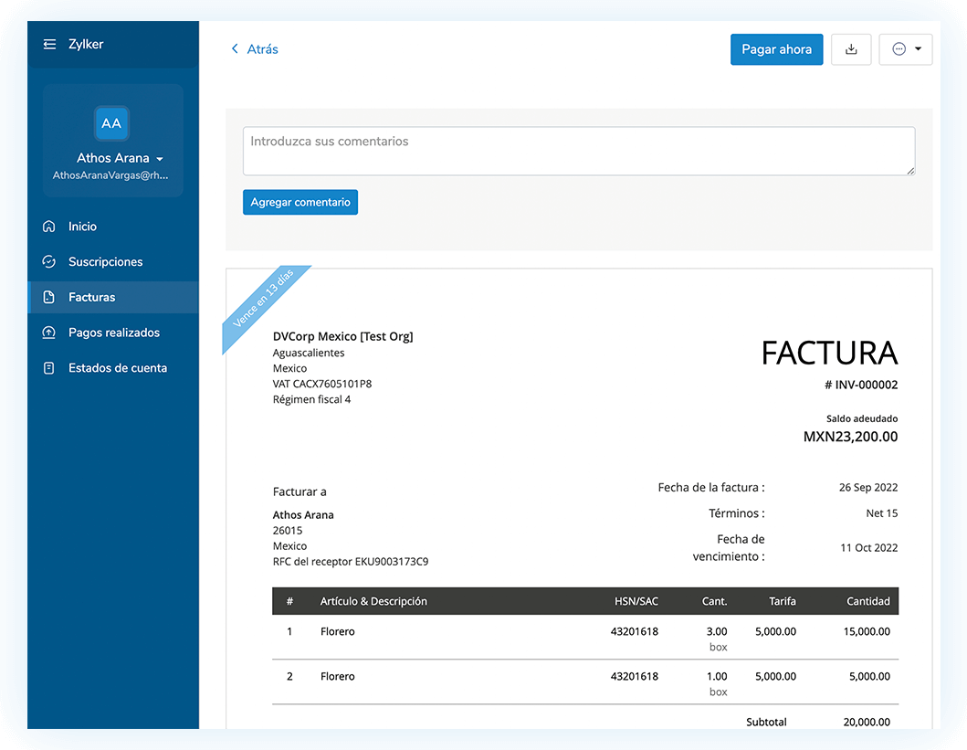 Recibir pagos directamente a través del portal del cliente - Aceptar pagos en línea | Zoho Books