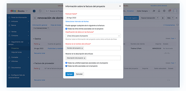Administrar los gastos del proyecto - Software de gestión de proyectos y contabilidad | Zoho Books