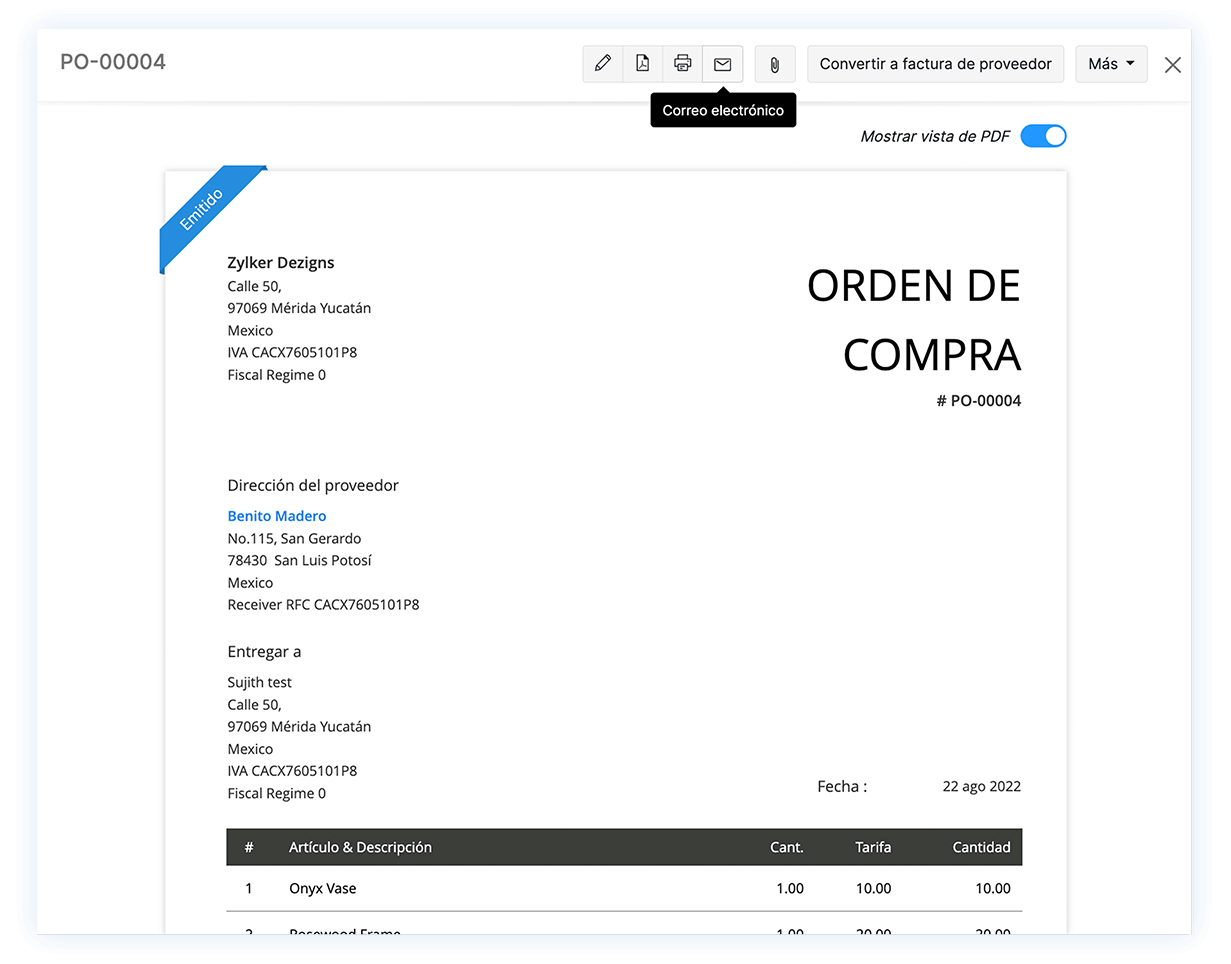 Compartir órdenes de compra: el mejor software de órdenes de compra | Libros Zoho