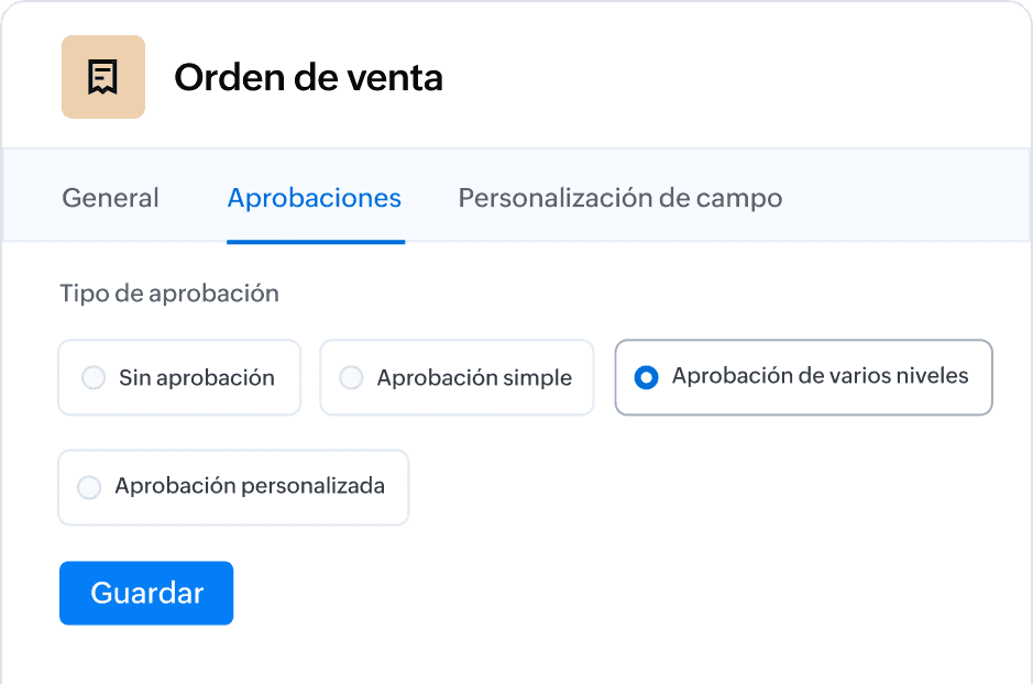 Configuración del flujo de aprobación de órdenes de venta en Zoho Books