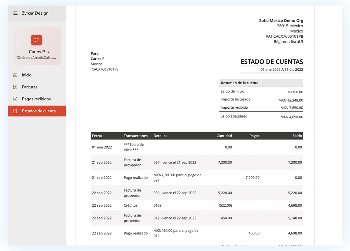 Permitir que los proveedores vean los estados de cuenta | Zoho Books