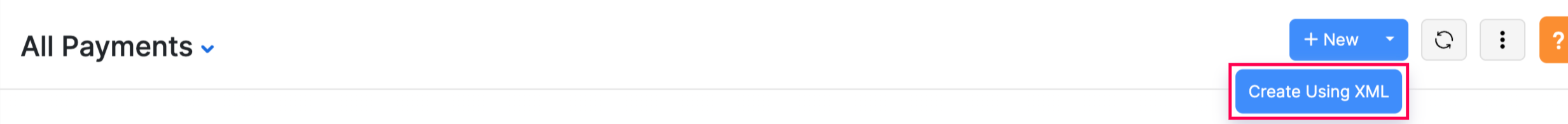 Create Using XML Button