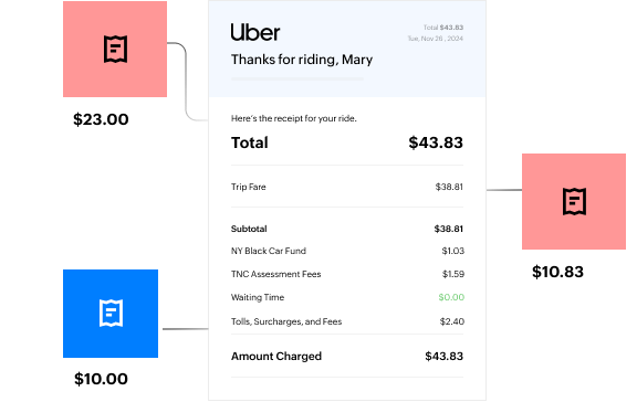 Zoho Expense splitting an expense into three for clear cost-sharing.