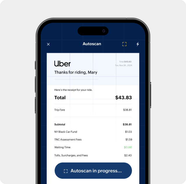 Image showing a receipt being auto-scanned in Zoho Expense