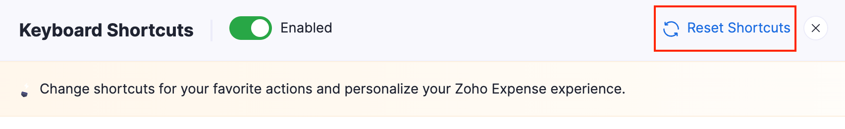 Reset Keyboard Shortcut