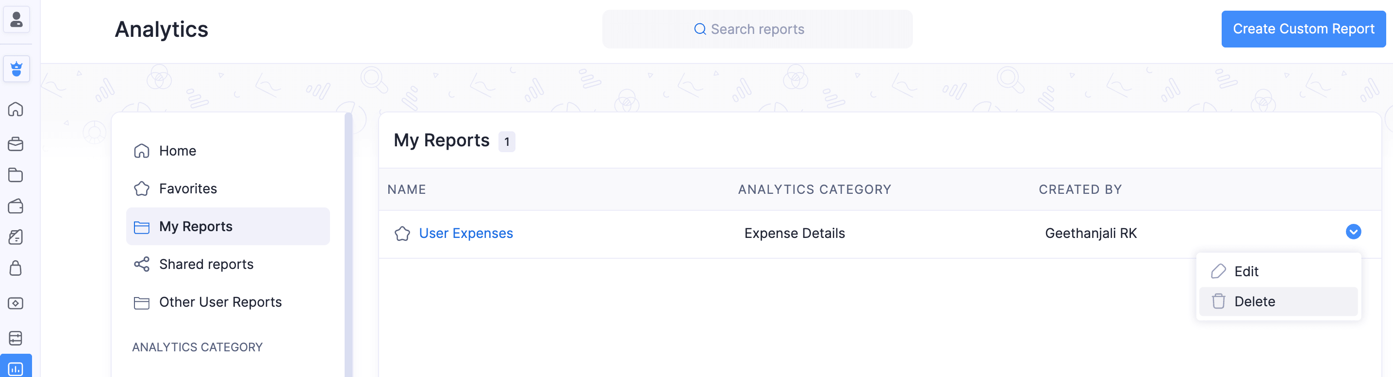 Delete Custom Report