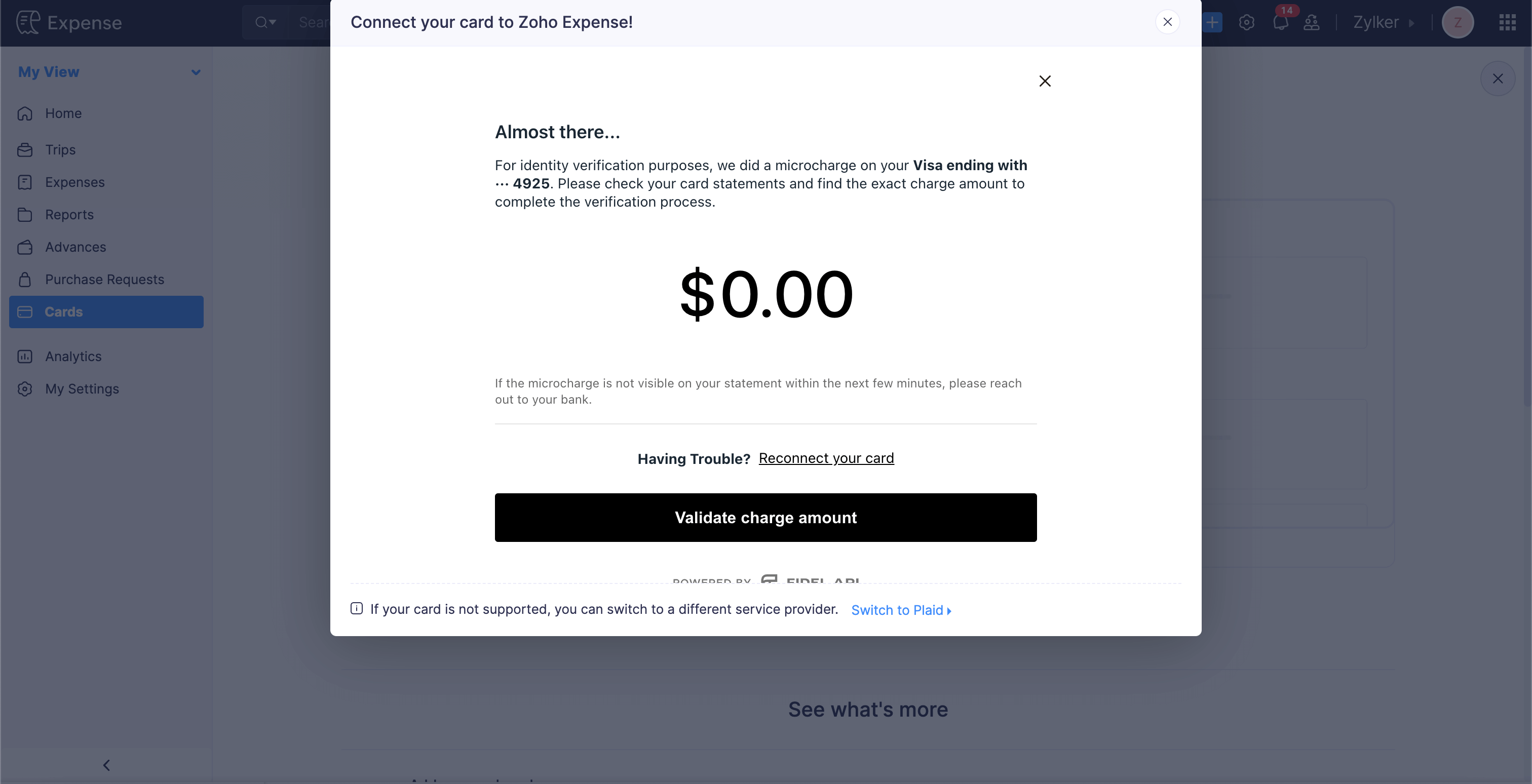 Validate charge amount