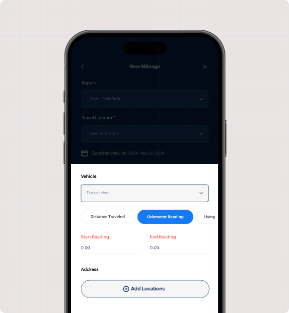 An image showing a user entering an odometer reading for mileage tracking.