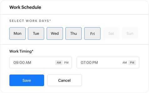 An image displaying work hour configuration to automatically classify business and personal mileage.