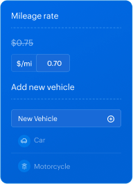 An image displaying how mileage rates and vehicles are configured in Zoho Expense.