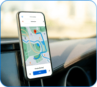 Phone with maps in car for mileage tracking.