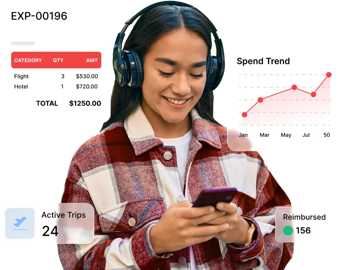 Employee using Zoho Expense mobile app