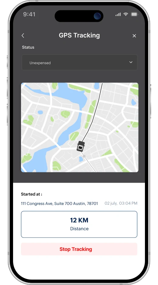 Mileage tracking in Zoho Expense iOS app