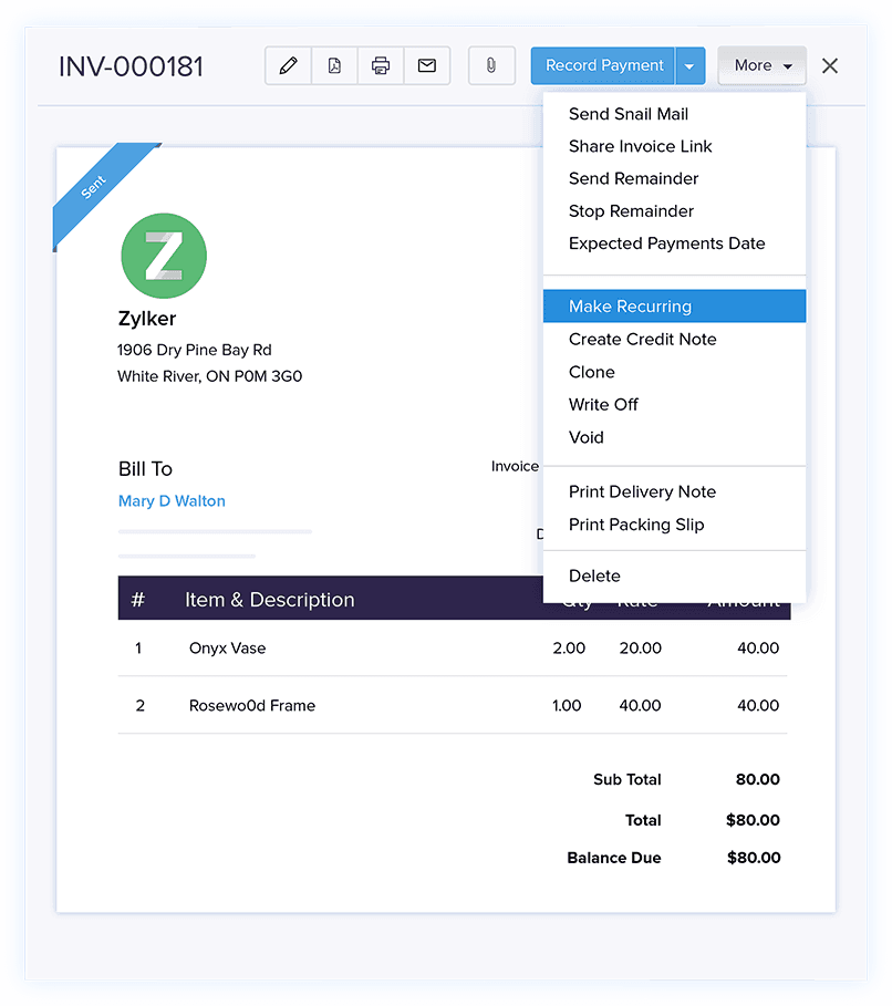 Facturation récurrente – Logiciel de facturation et de comptabilité | Zoho Books