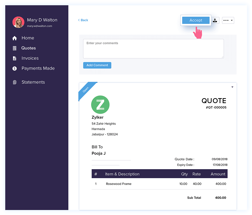 Approve Quotes - Quote & Invoice Software | Zoho Books