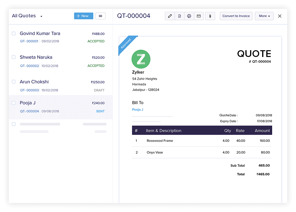 Create Quotes - Quote & Invoice Software | Zoho Books