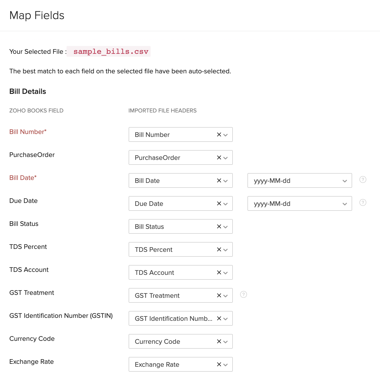 Map Fields