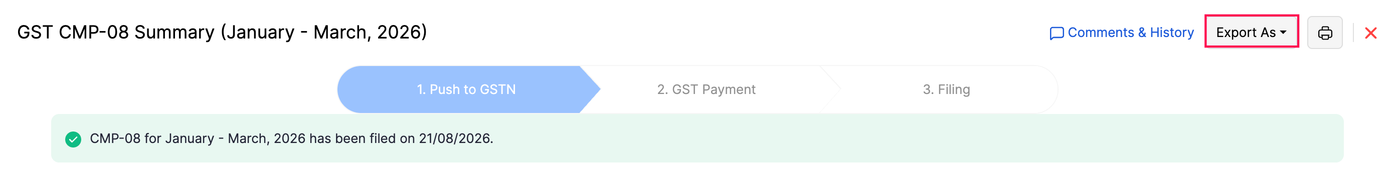 Export summary as JSON