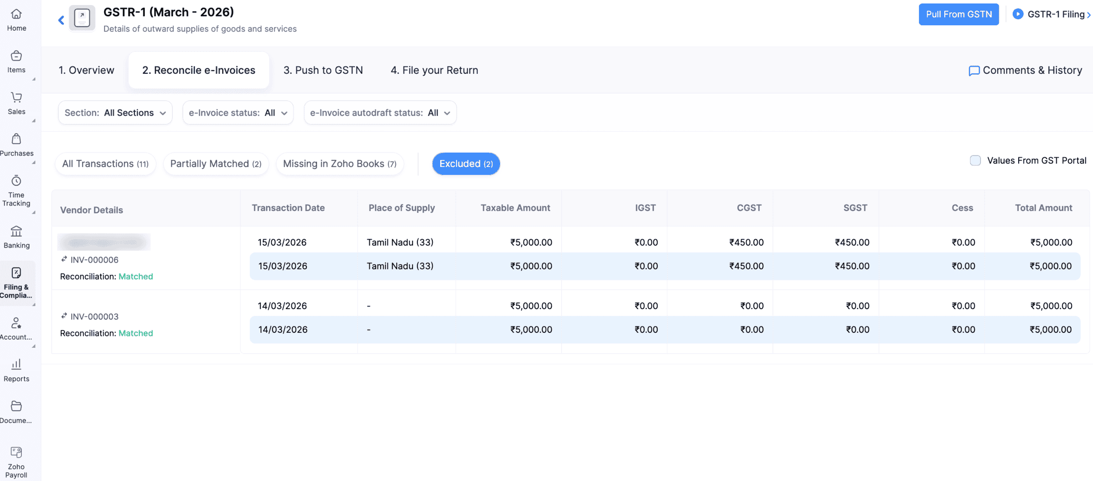 Reconcile e-Invoices