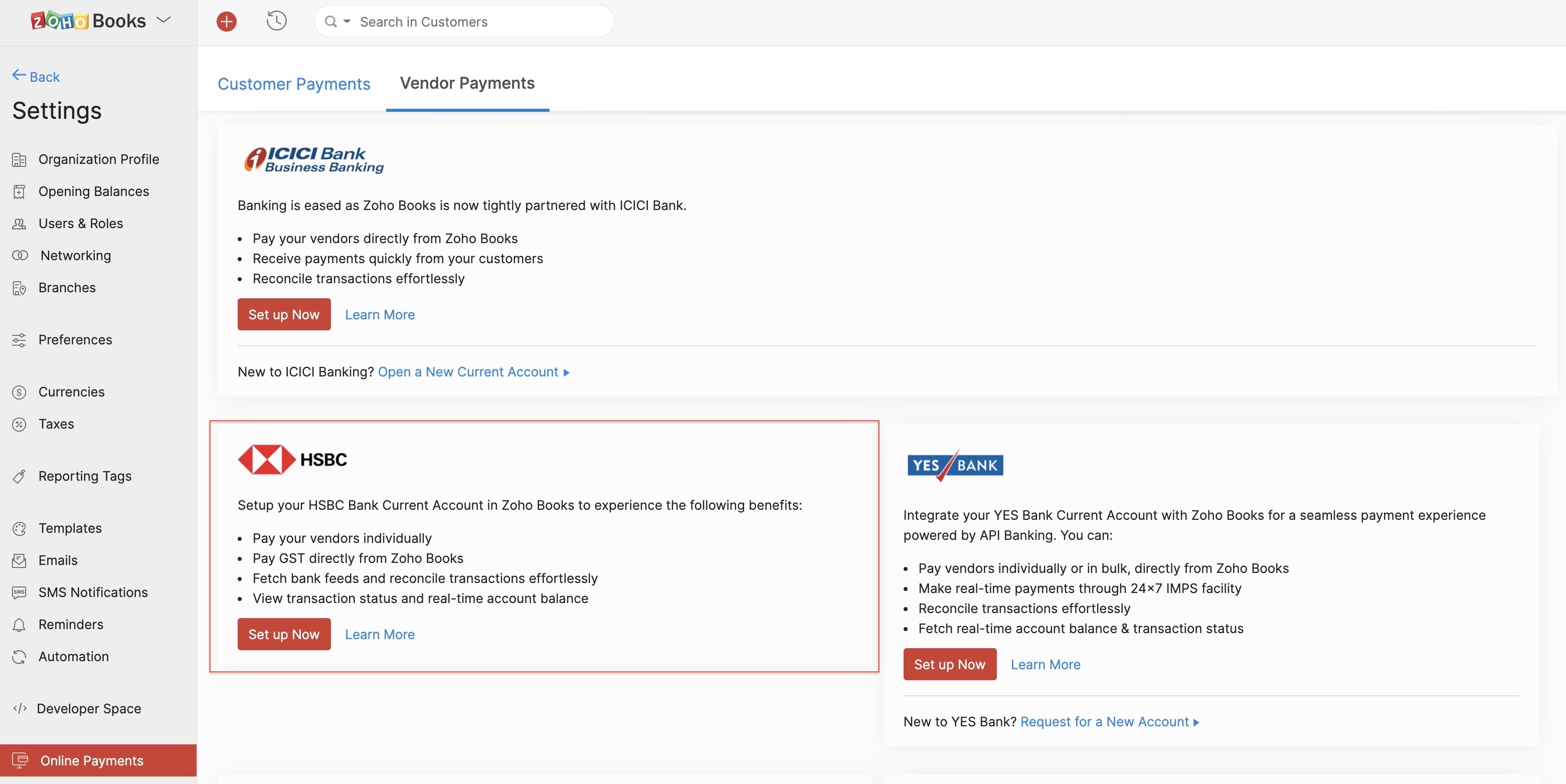 Set up HSBC Integration