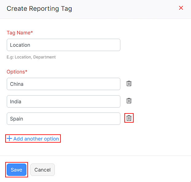 Create Reporting Tag