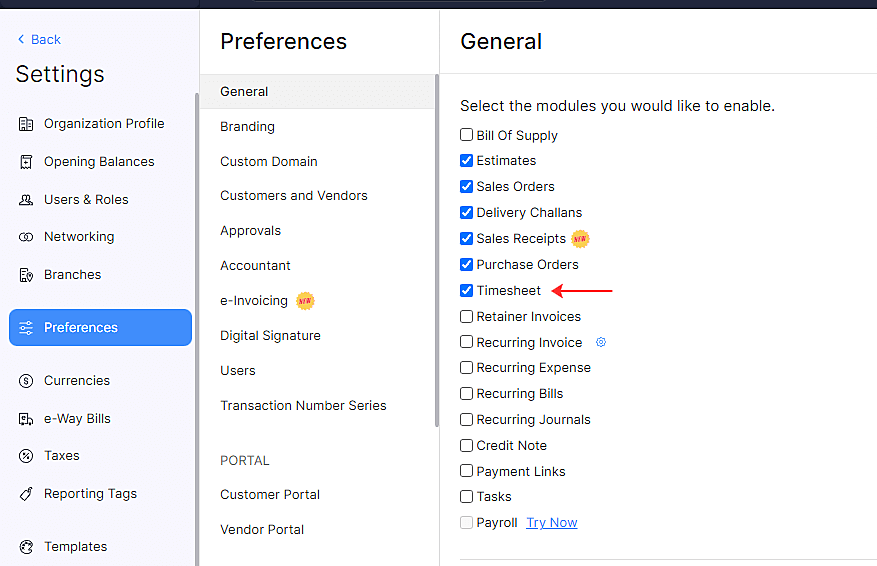 Select Timesheet