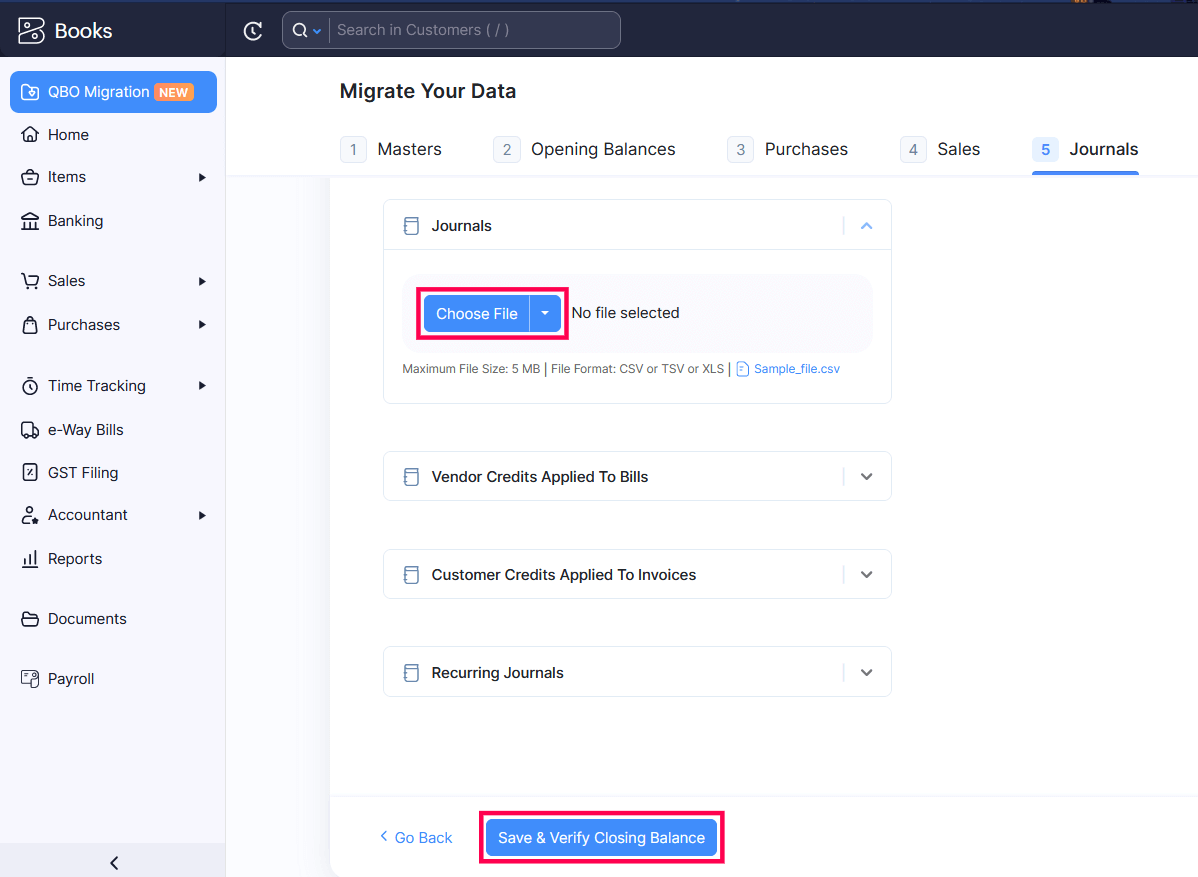 Click Save and Verify Closing Balance