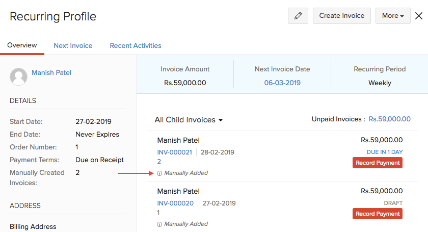 Manual Invoice