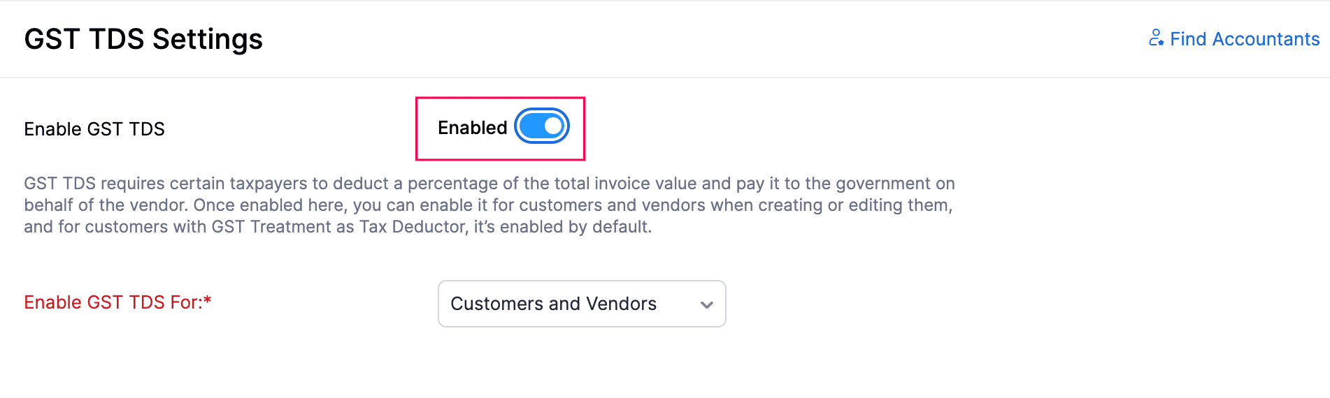 Enable GST TDS