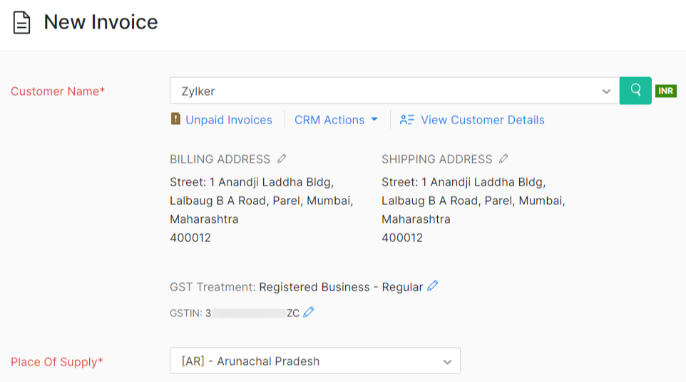 Corresponding GSTIN displayed in transactions